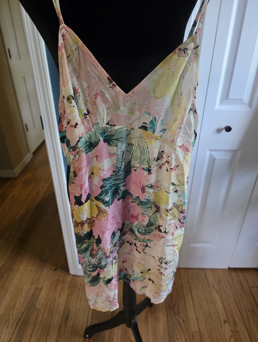 HEMANT & NANDITA Pastel Floral Sheer Maxi Dress in Pink, Blue, Yellow XS NWT - Picture 9 of 12